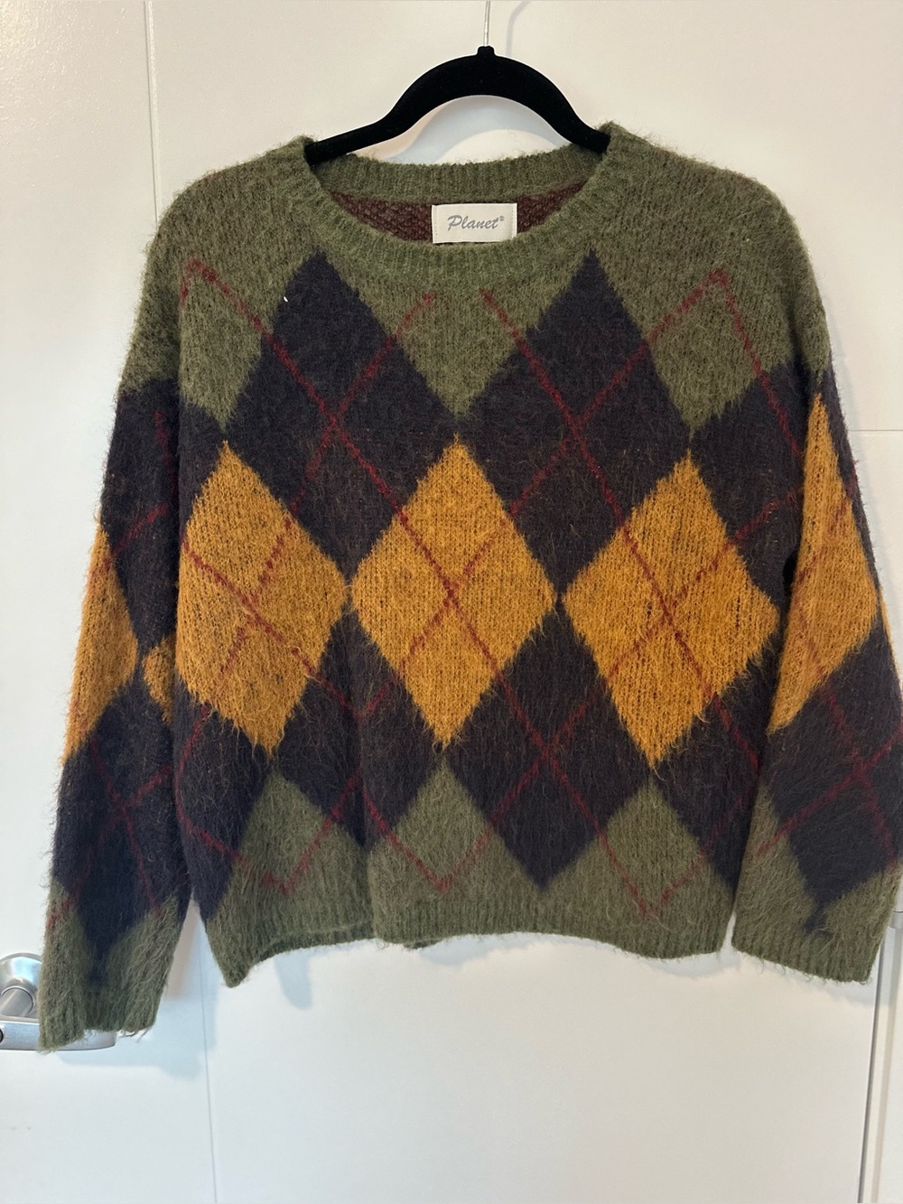 Planet Made in Italy Argyle Knit Sweater – S/M